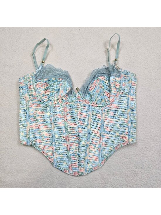 Beydee Other - Bydee SD Corset Floral Lace Hook Closure Light Blue Pink Romantic Small